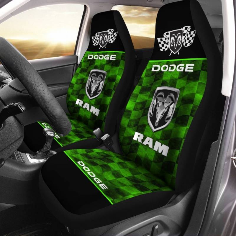 Dodge RAM- BDA Car Seat Cover (Set of 2) Ver 1 (Green)