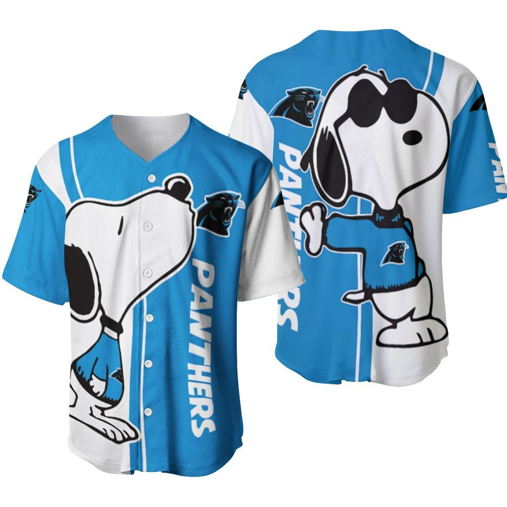 Carolina Panthers Snoopy Lover 3D Printed Baseball Jersey