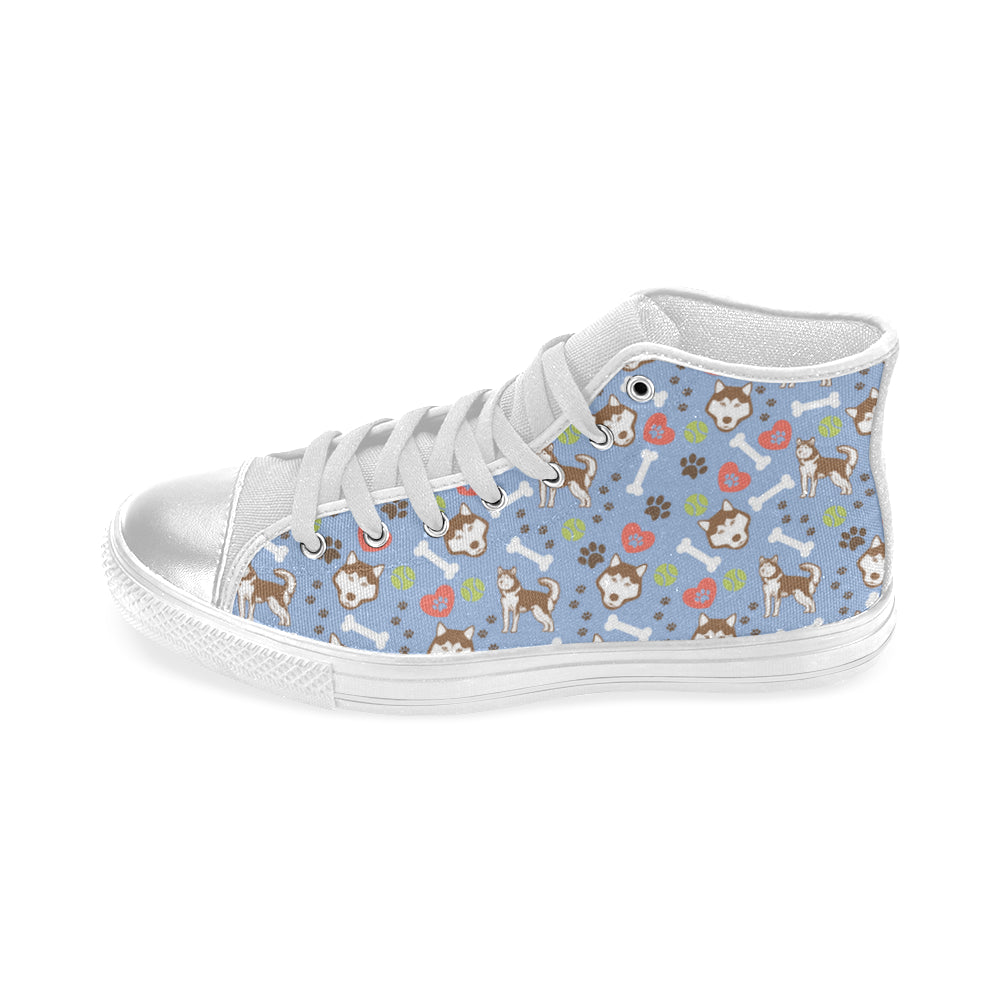 Alaskan Malamute Pattern White Women’s Classic High Top Canvas Shoes