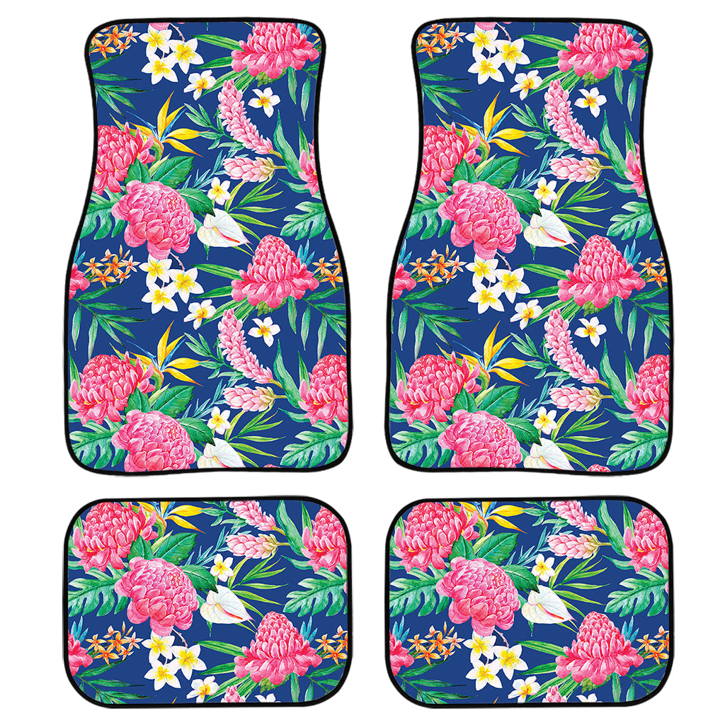 Watercolor Chrysanthemum Pattern Print Front And Back Car Floor Mats, Front Car Mat