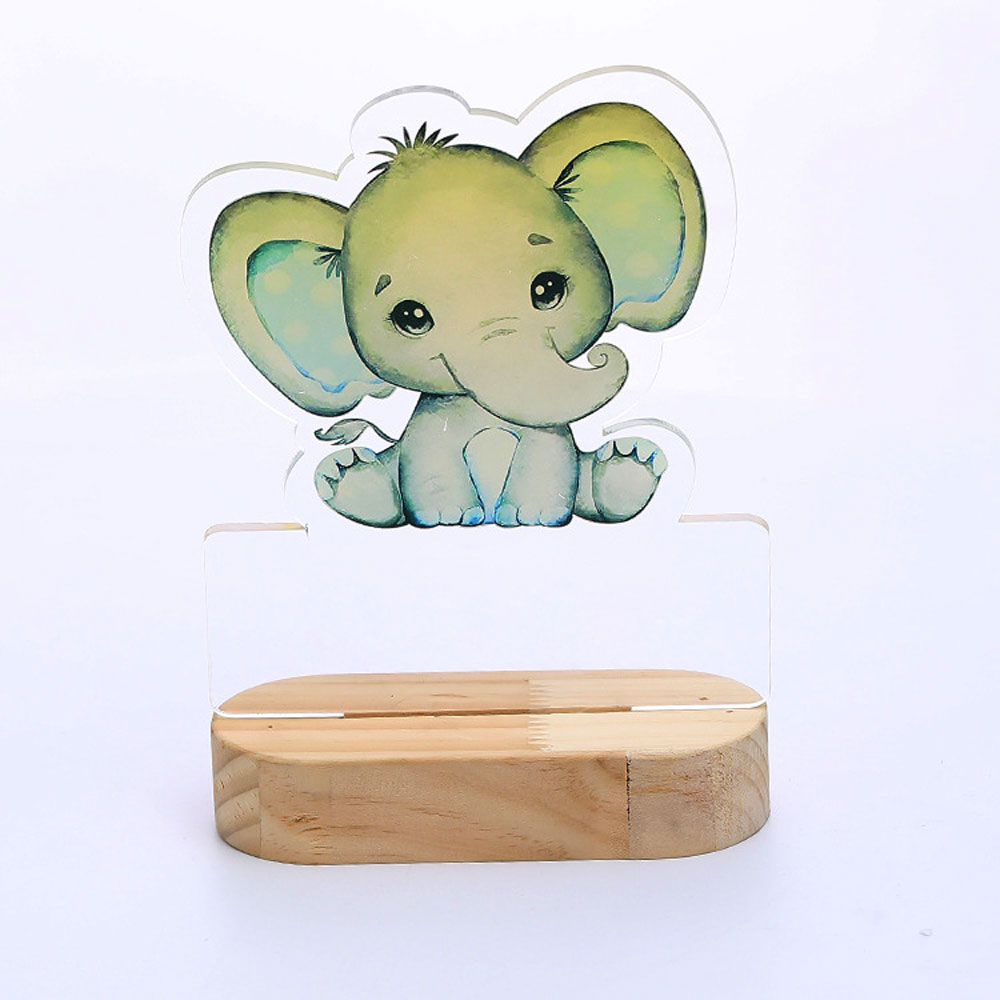 Personalized Baby Elephant Lion LED USB Night Light Custom Name Acrylic Lamp for Baby Kids Children Bedroom Home Decoration alx