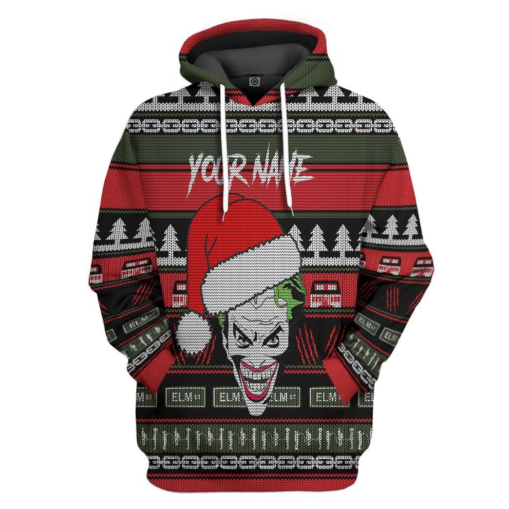 3D Joker Ugly Christmas Tshirt Hoodie Custom Name Apparel