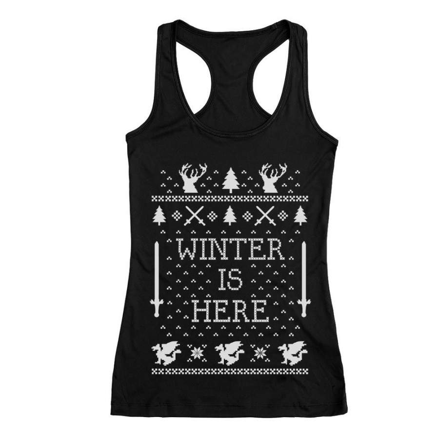 Winter Is Here Ugly Christmas Racerback Tank Top