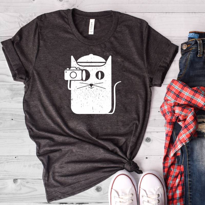 Crushtee Funny Cat Taking Photo Shirt, Cat Shirt, Photography Shirt, Cat Lover Shirt, Kitten Gift, Photographer Shirt, Cat Lover T Shirt, Cat Gifts Long Sleeve Hoodie