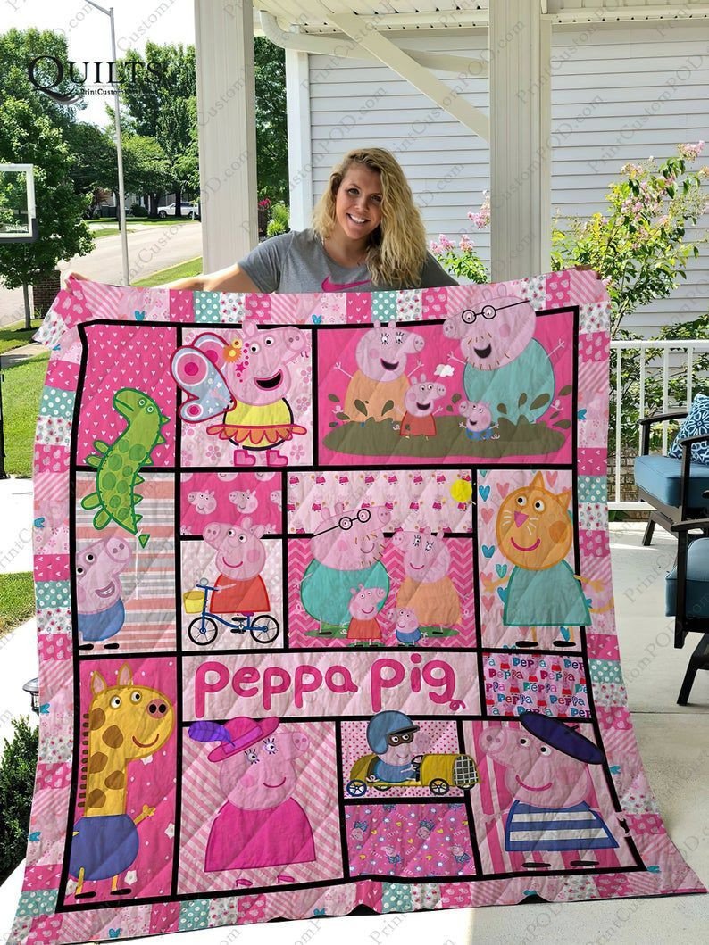 Peppa Pig Cute Peppa Pig Funny Peppa Pig Fan Gift Idea Quilt Blanket