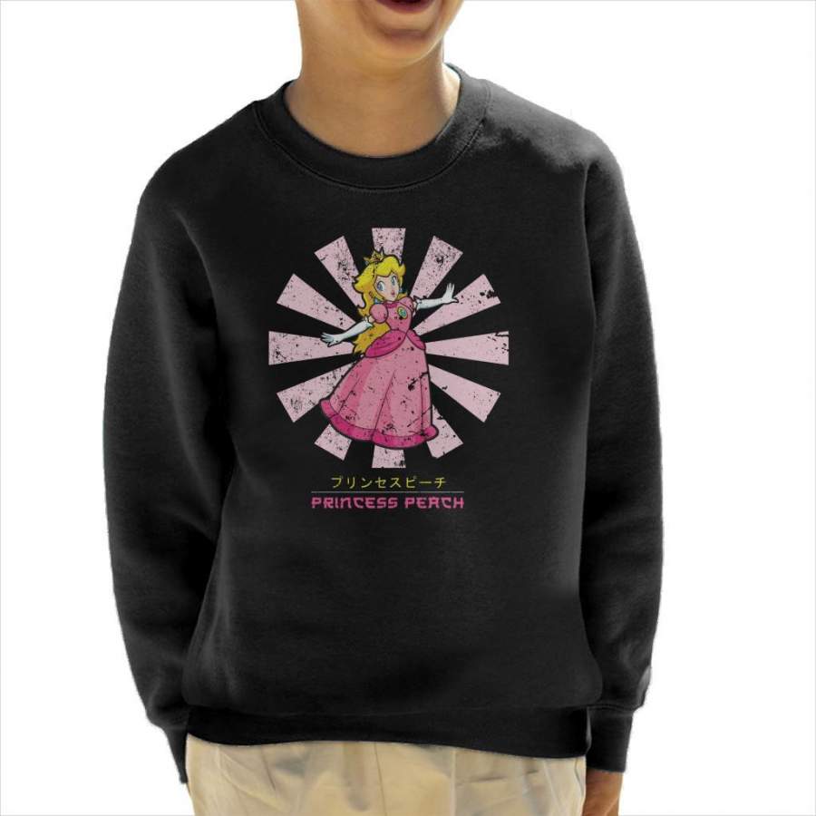 Princess Peach Retro Japanese Super Mario Kid’s Sweatshirt