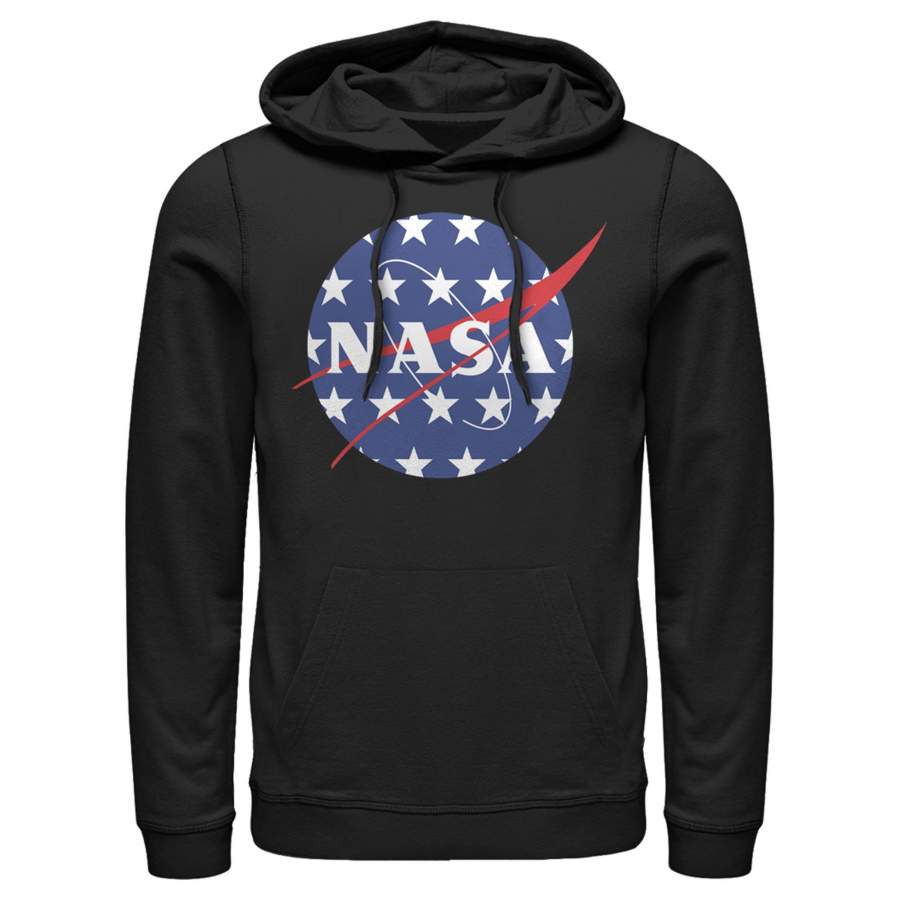 NASA Men’s American Flag Large Stars Logo  Lightweight Hoodie