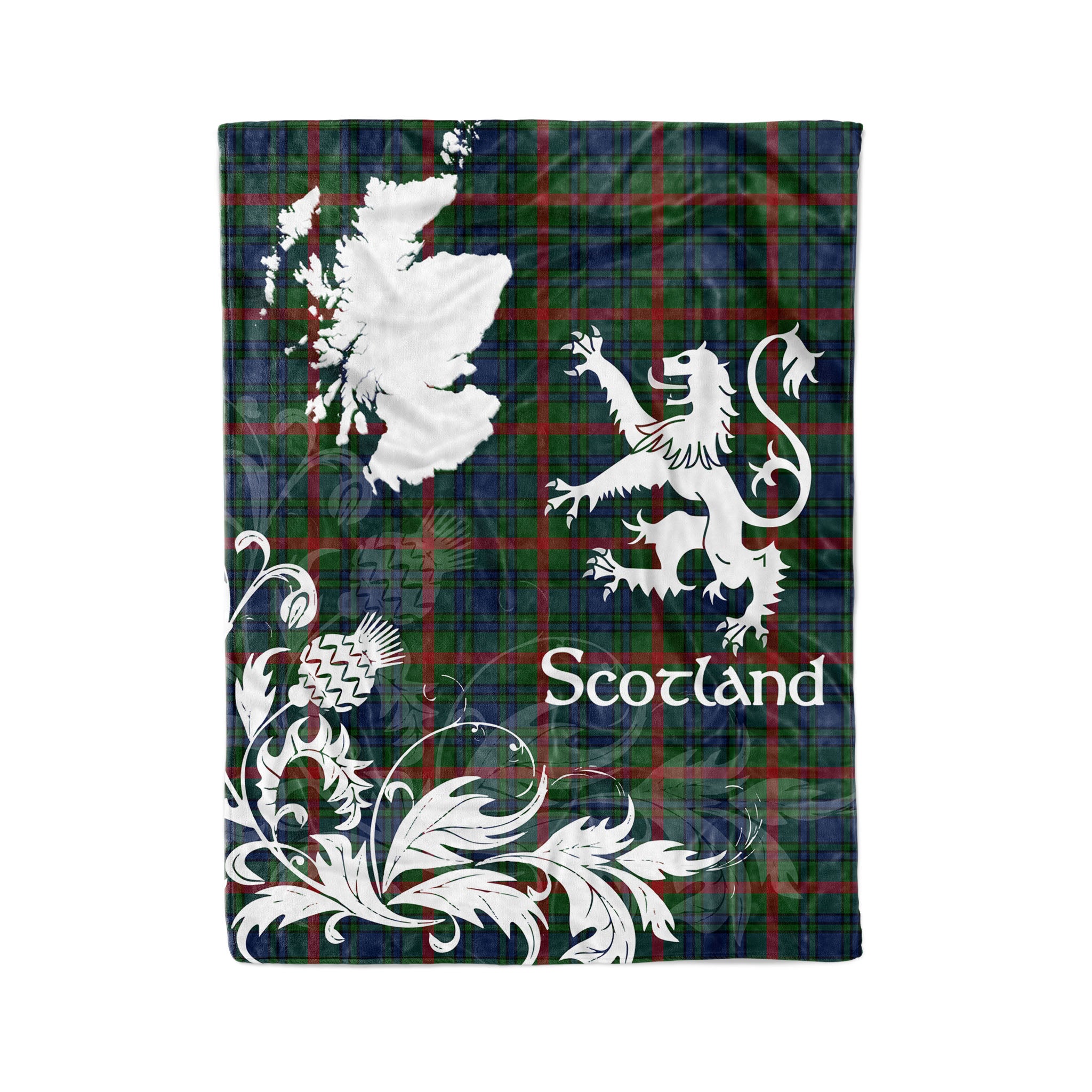 Tartan Plaid Fleece Blanket Tartan Blanket Thistle And Lion Scottish Clan Aiton Hunting Plaid Blanket