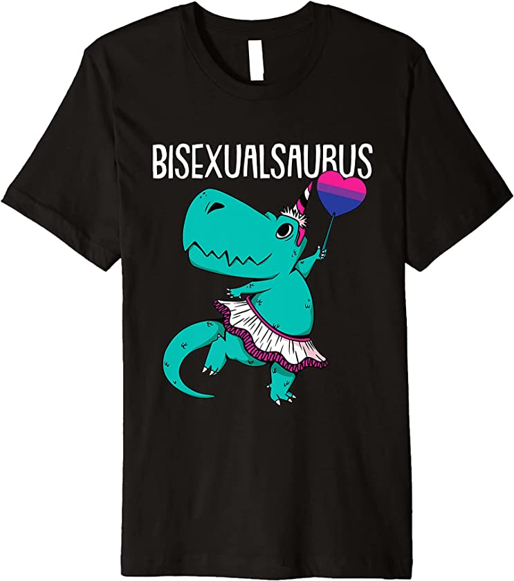 Bisexual-saurus LGBT-Q Funny T-Rex Unicorn Pride Flag Ally Premium T-Shirt