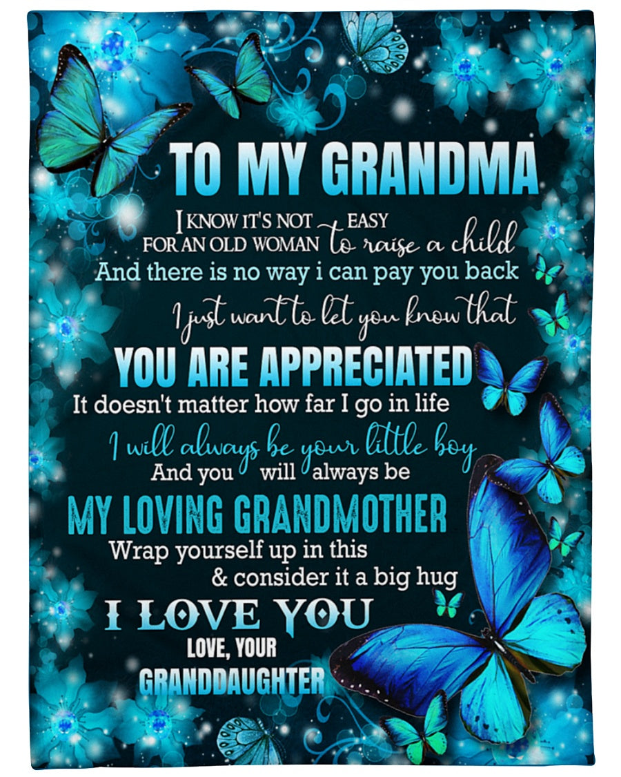 To My Grandma My Loving Grandmother Butterfly Blanket Gift For Grandma Birthday Gift Home Decor Bedding Couch Sofa Soft And Comfy Cozy