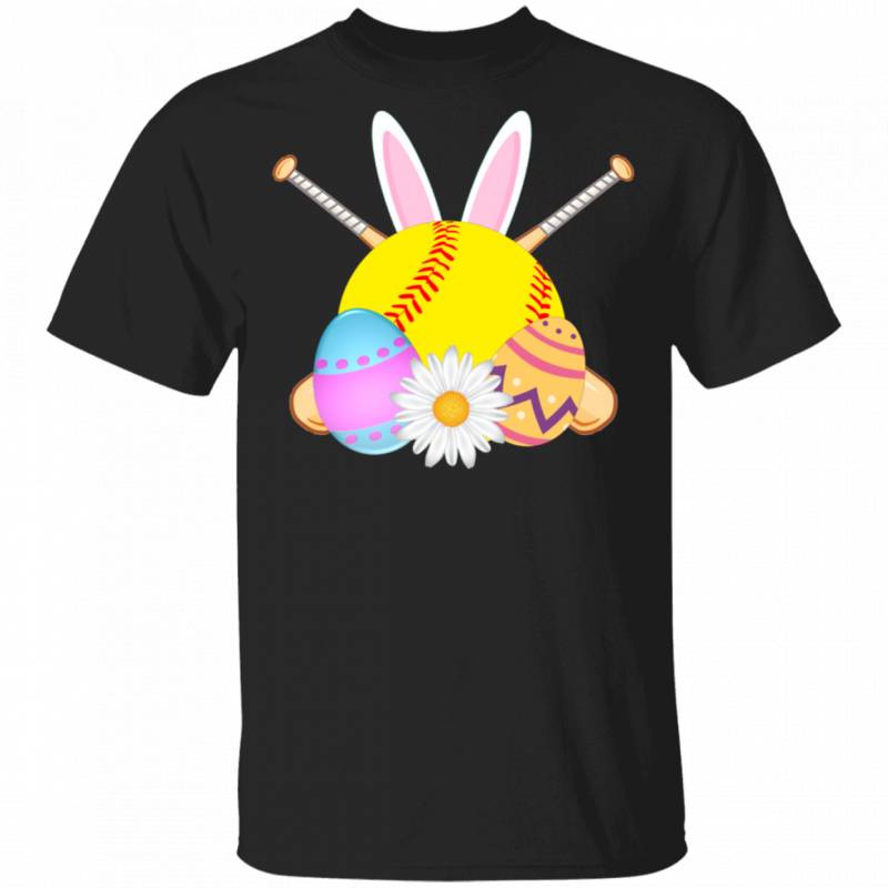 Bunny Softball Funny Rabbit Bunny Eggs Easter Day Matching Shirt For Kids Men Women Softball Lover Player Gifts T-Shirt