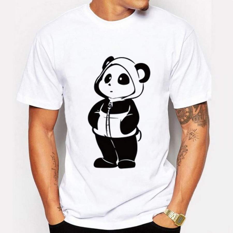 Summer New Men’S Fashion Short Sleeve Cute Panda Printed T-Shirt Harajuku Funny Tee Shirts Hipster O-Neck Cool Tops Tees