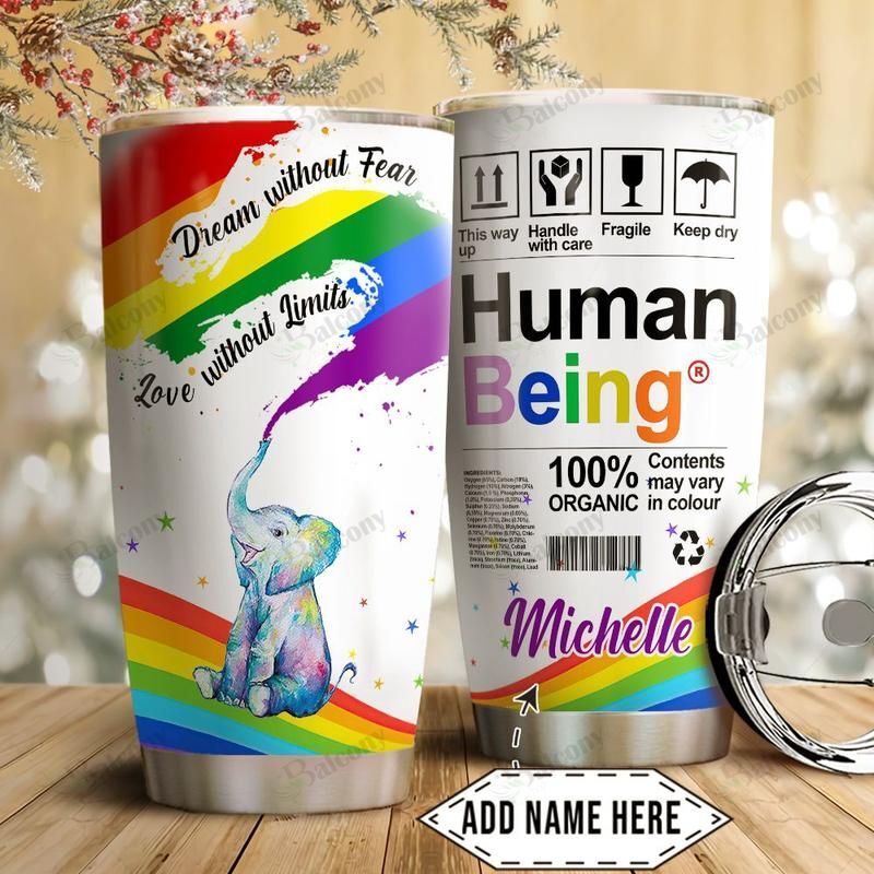 Lgbt Elephant Personalized Name Stainless Steel Tumbler 64