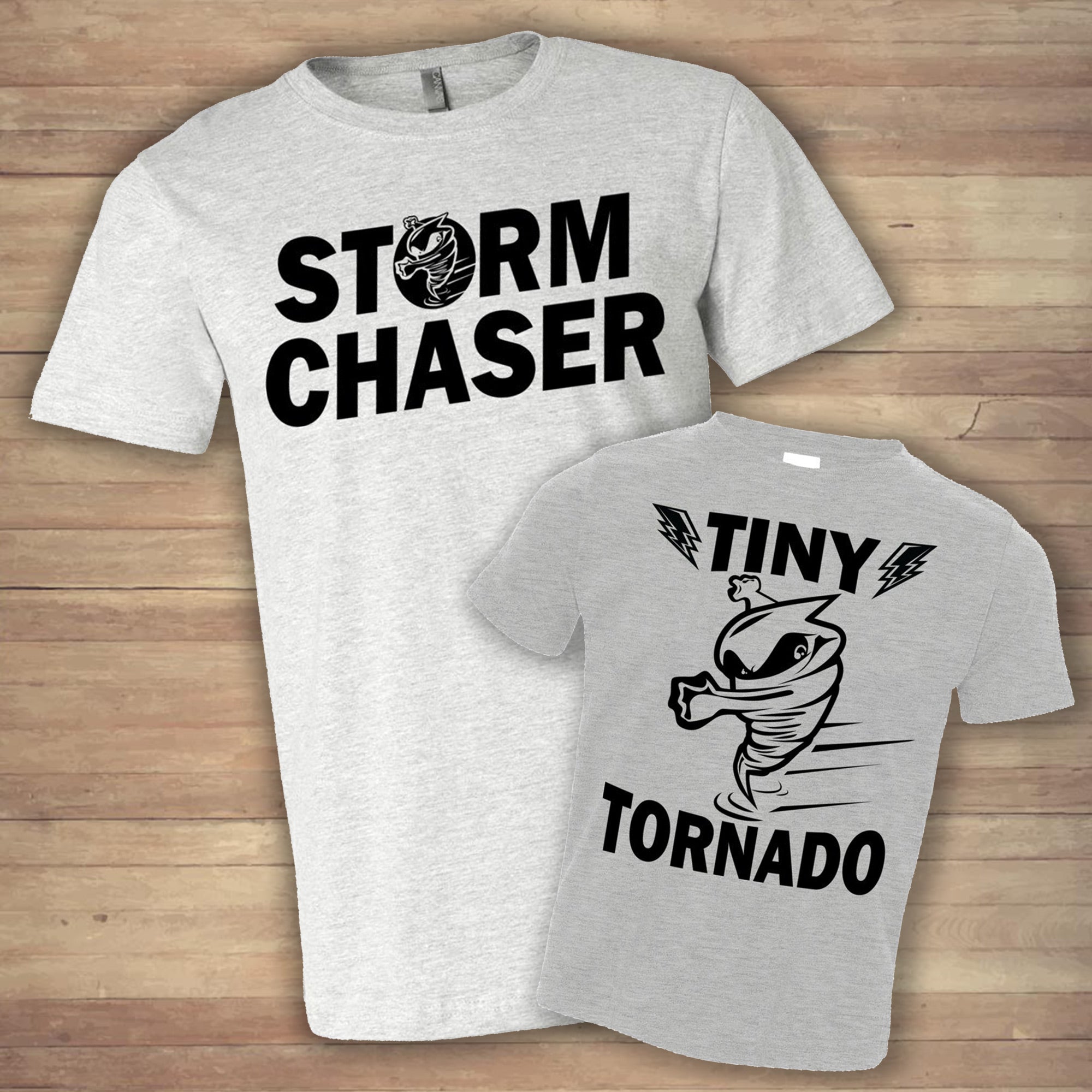 Storm Chaser & Tiny Tornado Combo Funny Parent & Child Shirts