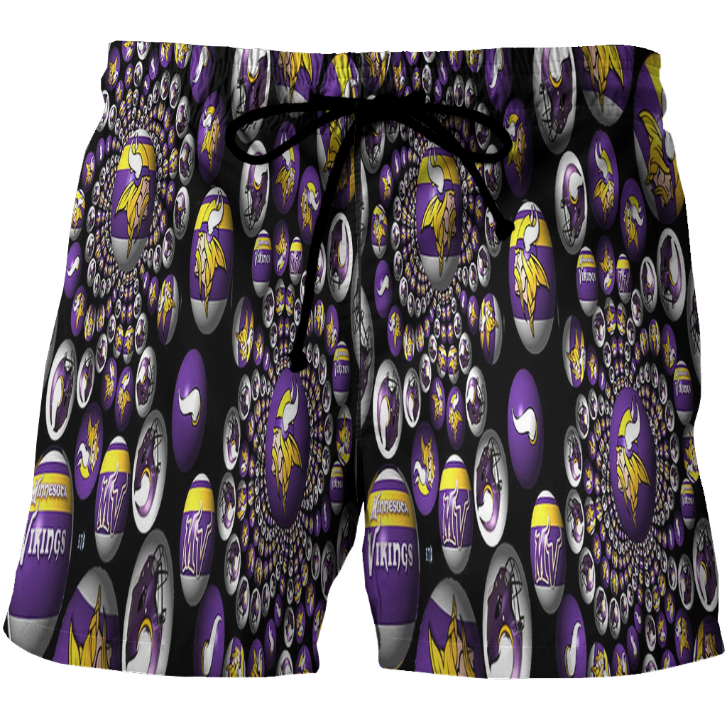 Minnesota Vikings Emblem Ball 3D All Over Print Summer Beach Hawaiian Short