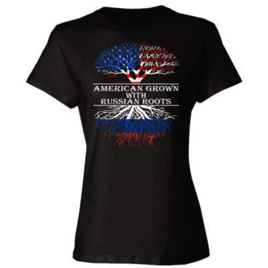 AGR American Grown With Russian Roots – Ladies’ Cotton T-Shirt