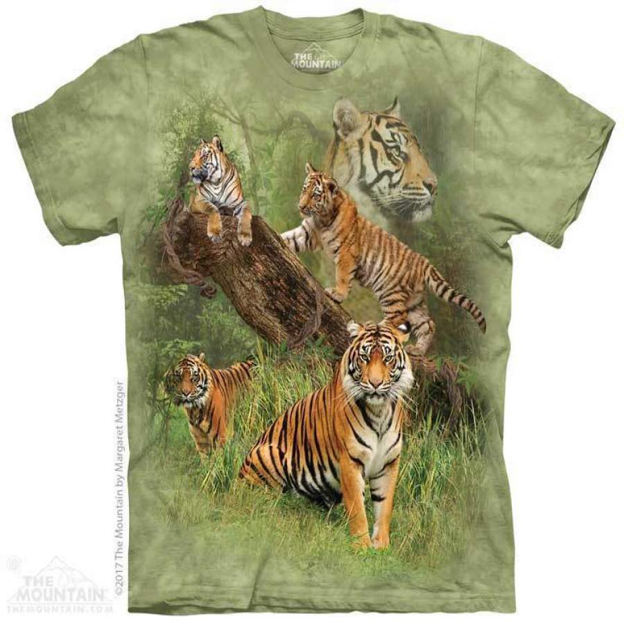 Wild Tiger Collage Adult T-Shirt