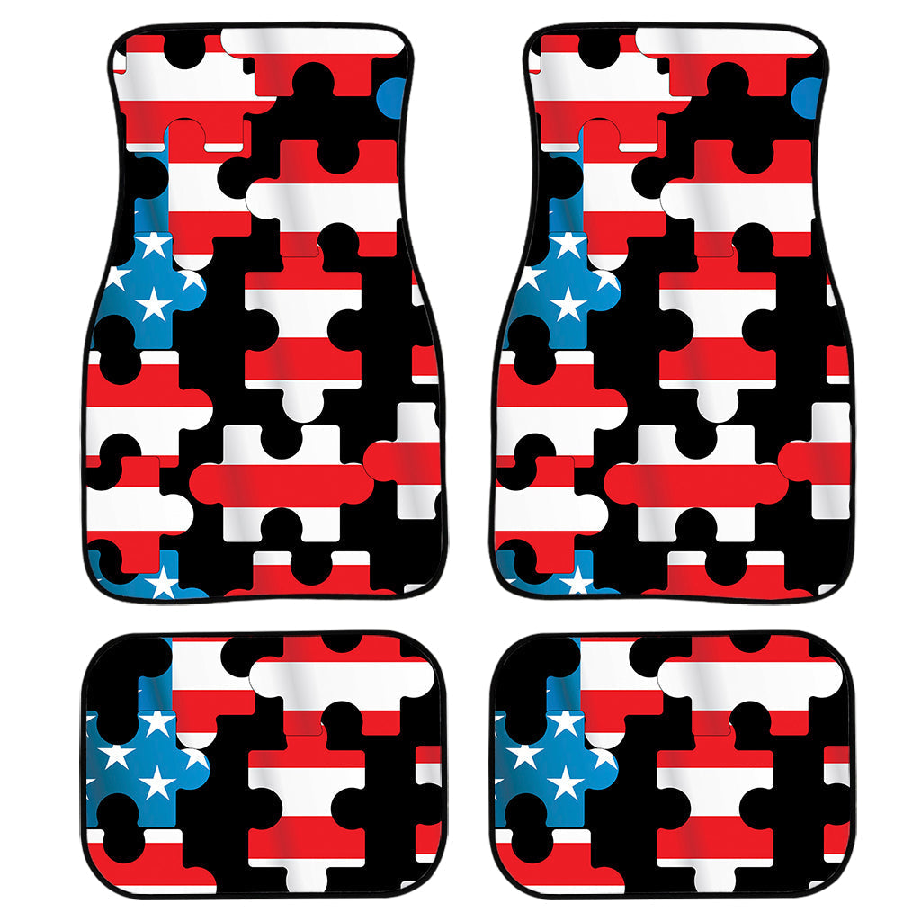 American Flag Jigsaw Puzzle Print Front And Back Car Floor Mats, Front Car Mat