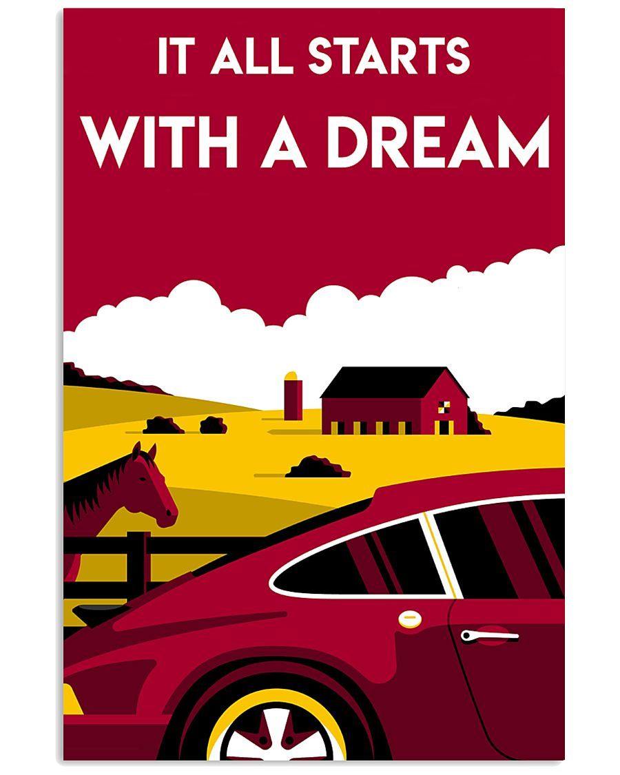 Car And Farm It All Starts With A Dream – Best Idea Gift , Gift For Home Decor, Gift For Family – Horizontal Canvas Matte Canvas Wall Artx