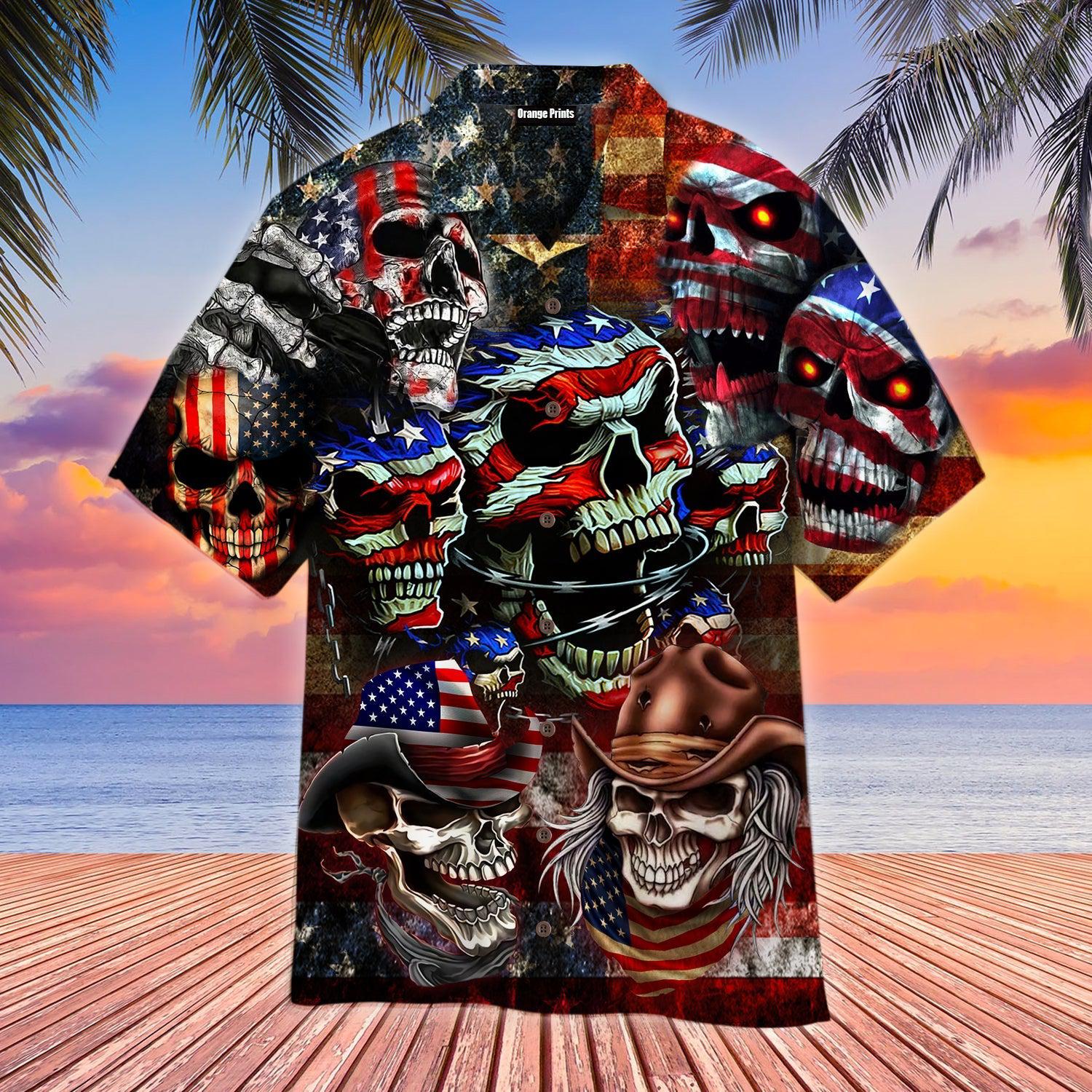 America Skull Of July Hawaii Shirt For Men Women Ha35952