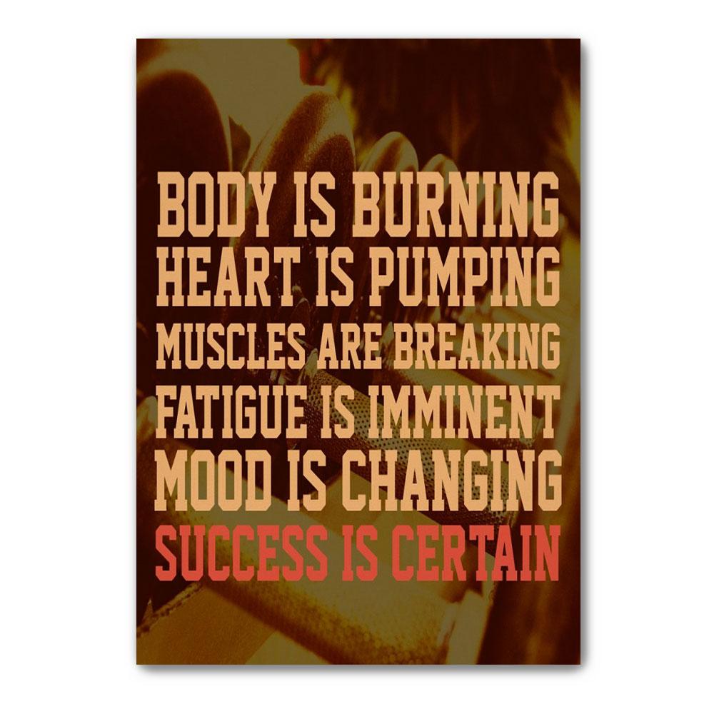 Poster Canvas Body Is Burning,Heart Is Pumping, Muscles Are Breaking, Bodybuilding Poster Fitness Decor, Gym Poster Wall Decor, Poster Gift Decor Home Decor Wall Art Visual Art