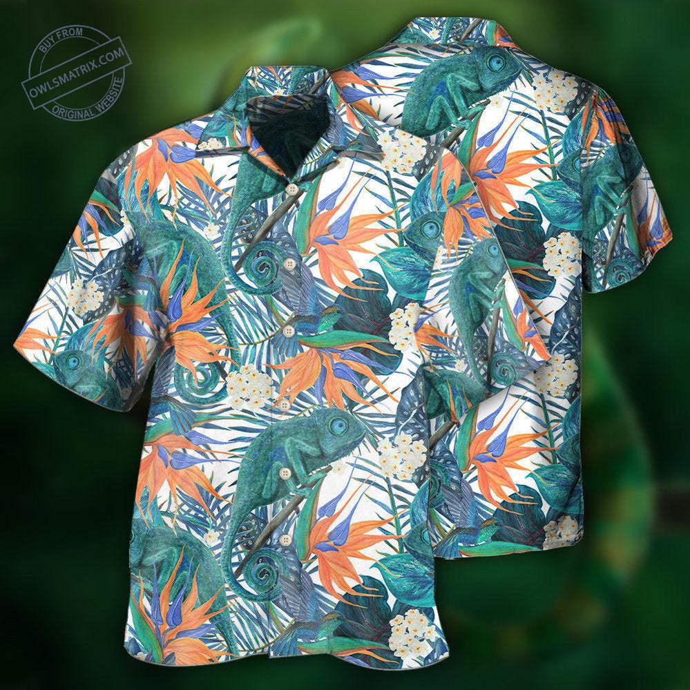 Chameleon Tropical Floral Hawaii Shirt Ha14765