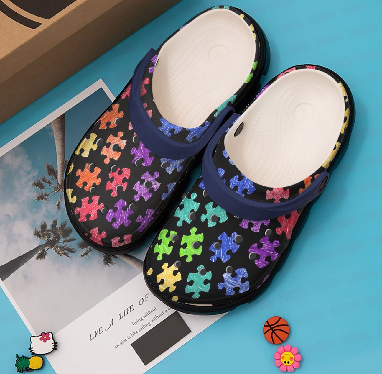 Autism Personalized Clog, Custom Name, Text, Color, Number Fashion Style For Women, Men, Kid, Print 3D Colorful Puzzles