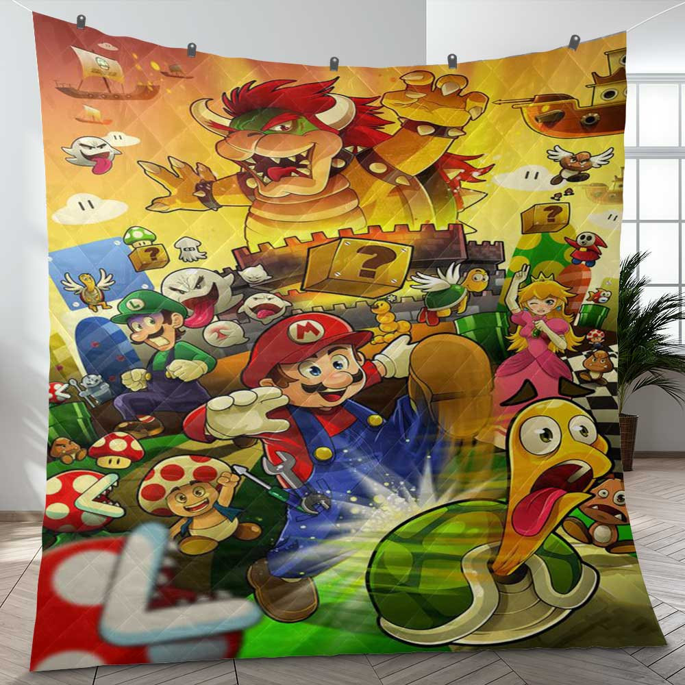 Super Mario Games Lucky A99 Gift Lover Quilt Blanket ,Super Mario Quilt Blanket