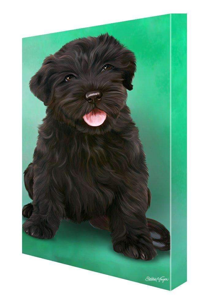 Black Russian Terrier Puppy Dog Painting Printed On Canvas Wall Art Signed