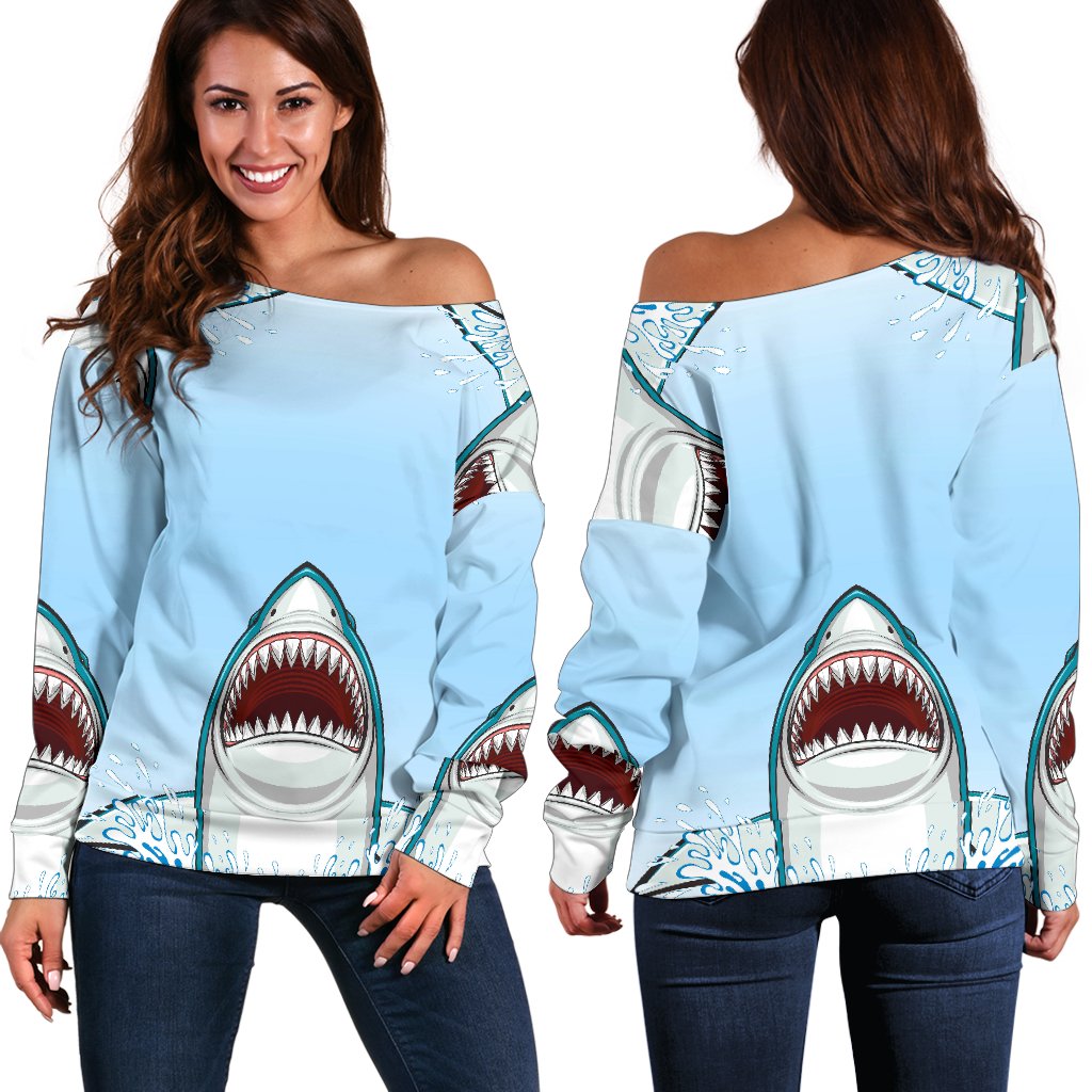 Shark Bite Off Shoulder Sweatshirt