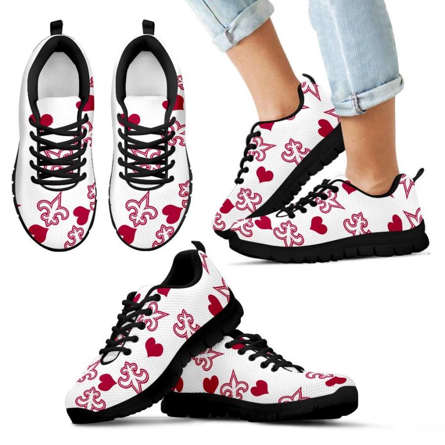 Sweeten Dreamy Love Pattern With Logo New Orleans Saints Sneakers