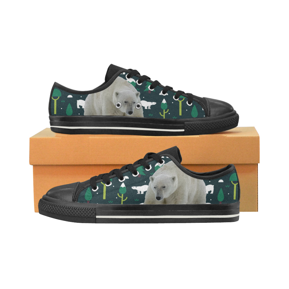 Polar Bear Black Low Top Canvas Shoes for Kid