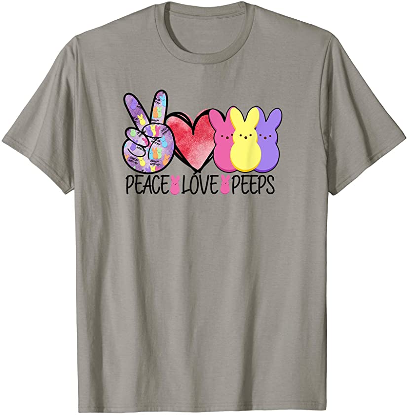 Peace Love Peeps Funny Easter Bunny Womens Kids Teacher T-Shirt