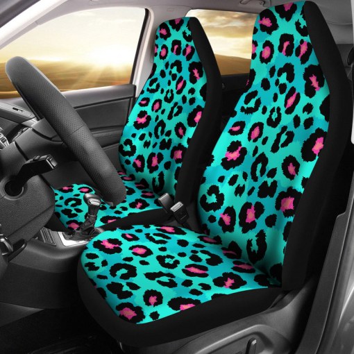 Green Leopard Skin Print Pattern Universal Fit Car Seat Covers 1143