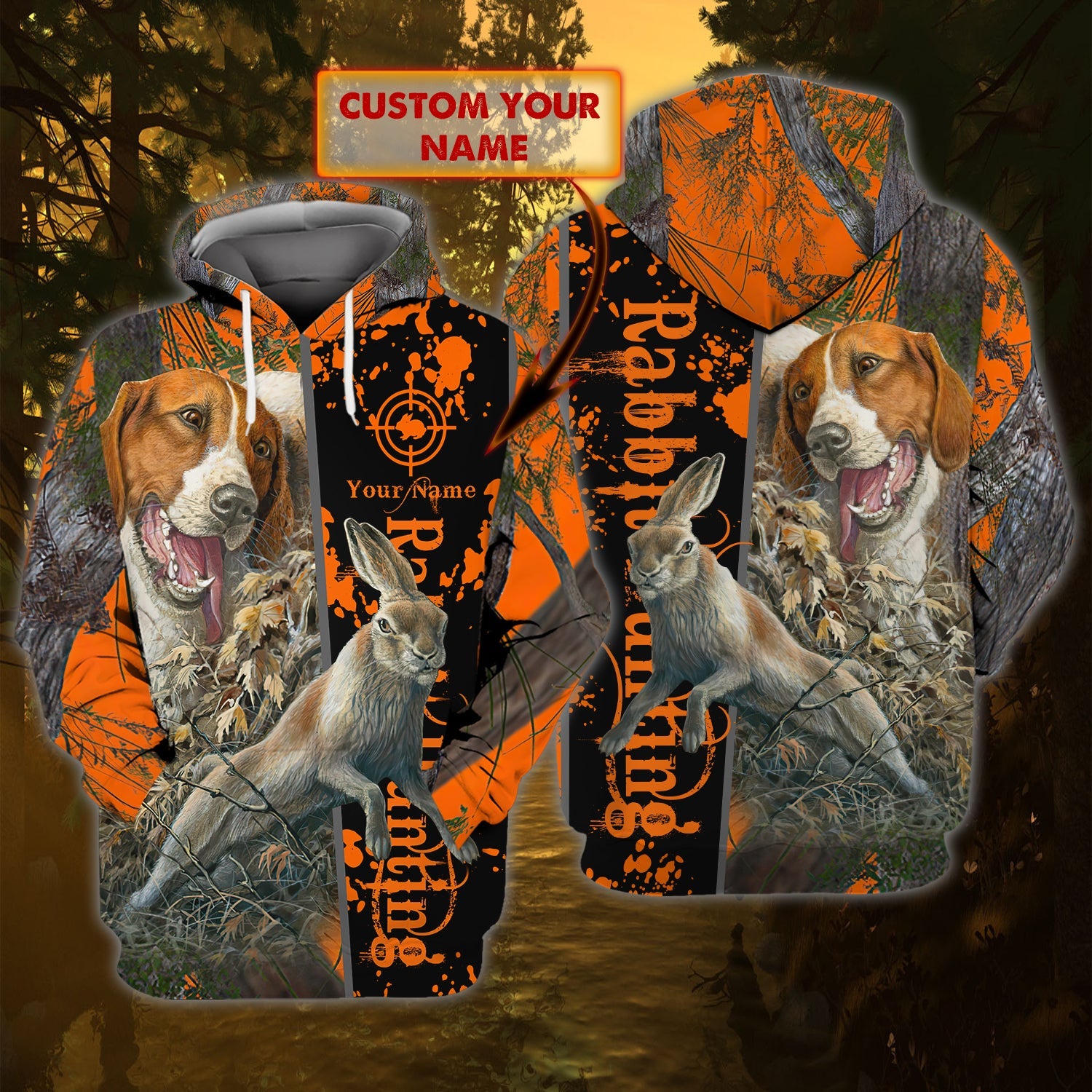 Rabbit Hunting – Custom Name 3D Hoodie Hunting Shirt, Gift For Hunter, Father’S Day Hunting Gift