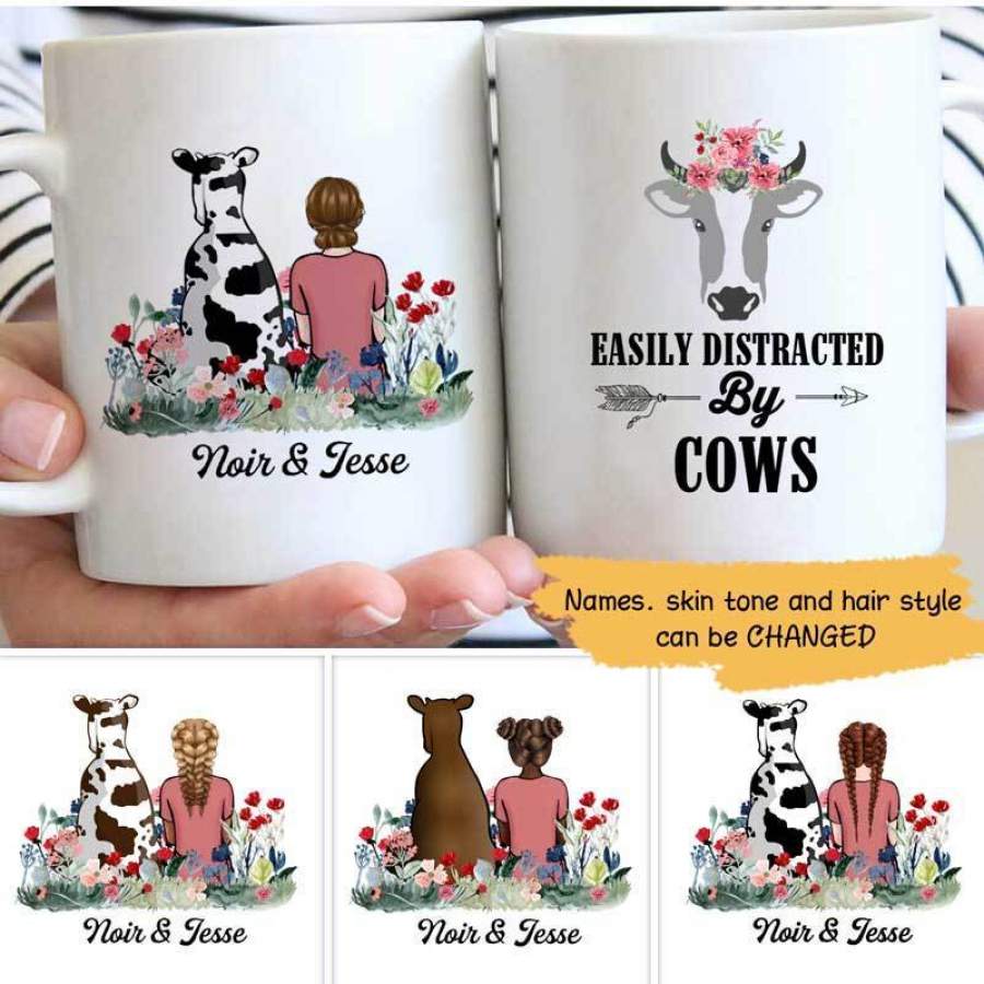 Easily Distracted By Cows Personalized Mug