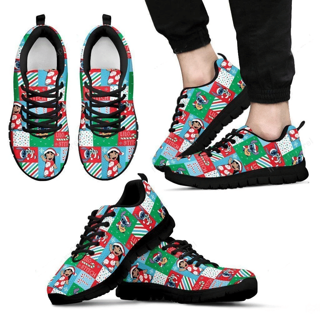 Stitch Lilo & Stitch Disney 21 Print Sneakers, Women’s Sneakers, Handmade Crafted sneaker black Shoes birthday gift Fashion Fly Sneakers TL97