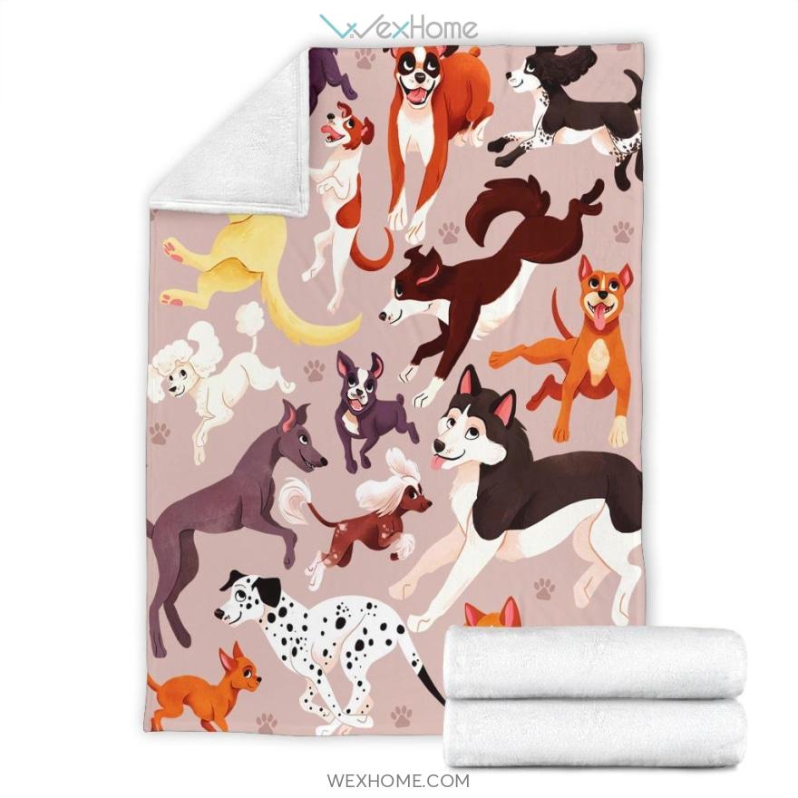 Cartoon Dogs Patterns Premium Blanket