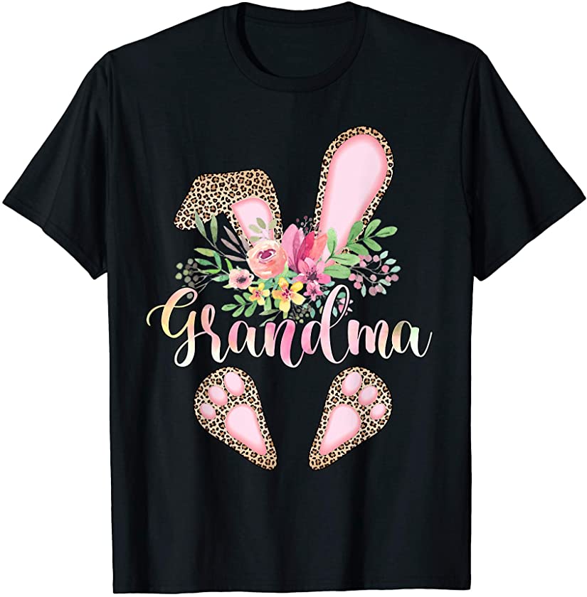 Grandma Bunny – Floral Leopard Grandma Easter Day Mother Day T-Shirt