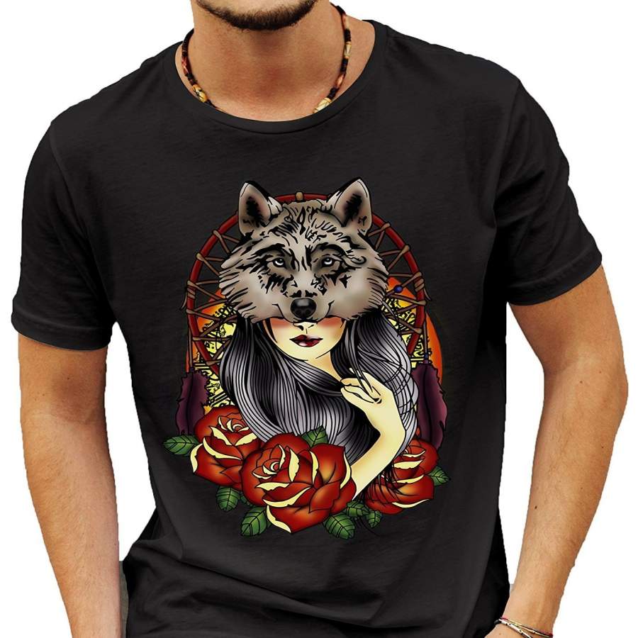 Wolf Girl Black T-Shirt Men’S Summer Fashion Style