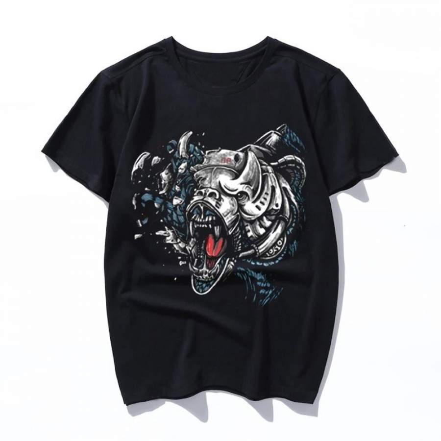 wrecked bear Men’s Casual High Quality Cotton Funny Print T-Shirt Short Sleeve Women’s Top tee Cool Tshirt Men Women T shirts