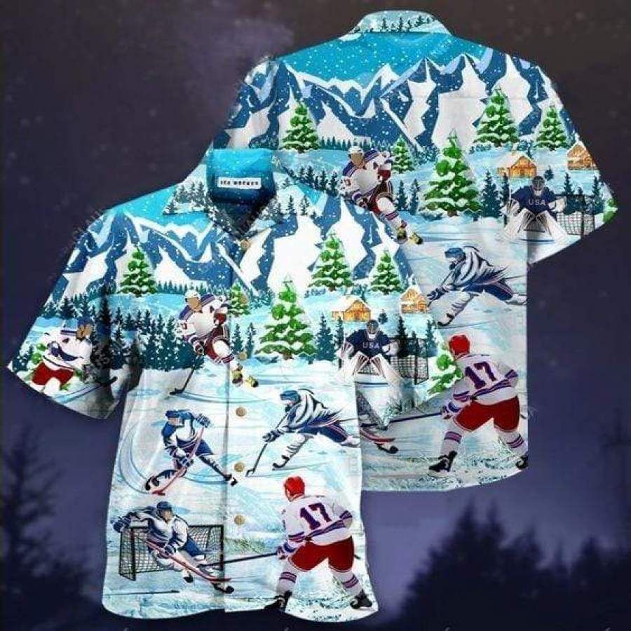 Hawaii Aloha Shirts Christmas Play Hockey Ha18755