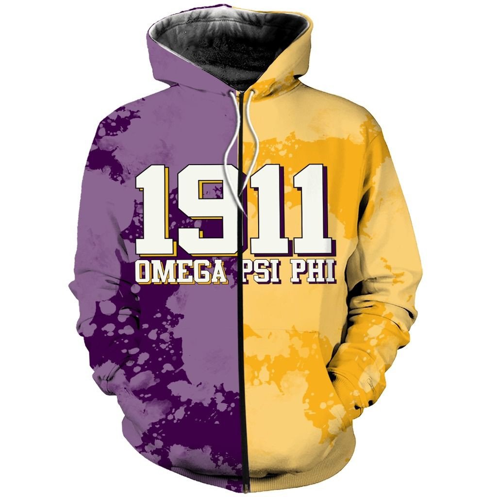 Fraternity Hoodie – Omega Psi Phi White Paint Zip Hoodie