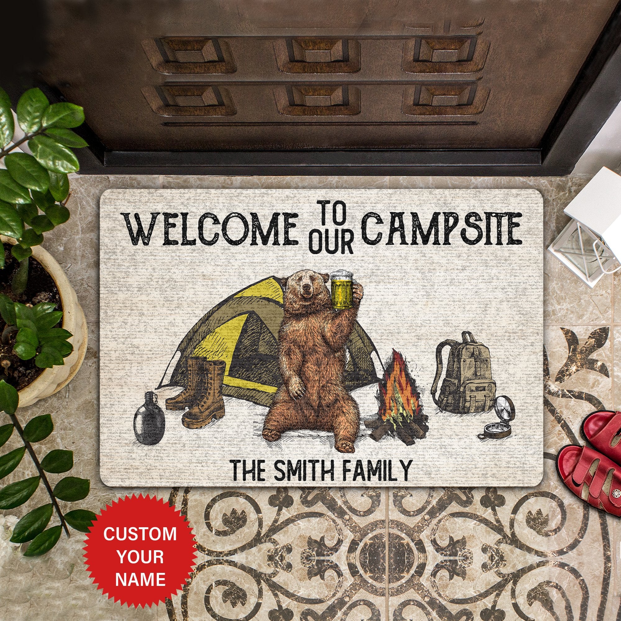 Welcome To Our Campsite Personalized All Over Printing Doormat Pre2144