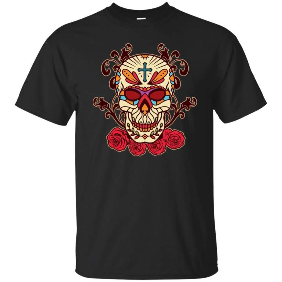 AGR Day Of The Dead Costume Shirt | Skull And Red Roses