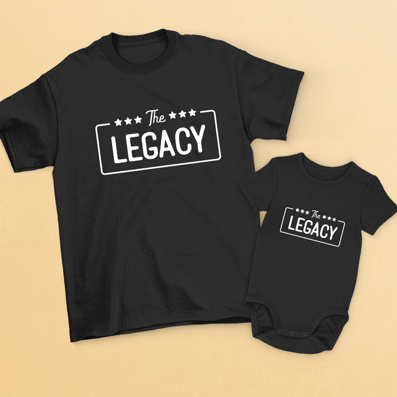 The Legend & His Legacy – Family Personalized Custom Matching T-Shirt And Baby Onesie – Father’S Day, Baby Shower Gift, Gift For First Dad