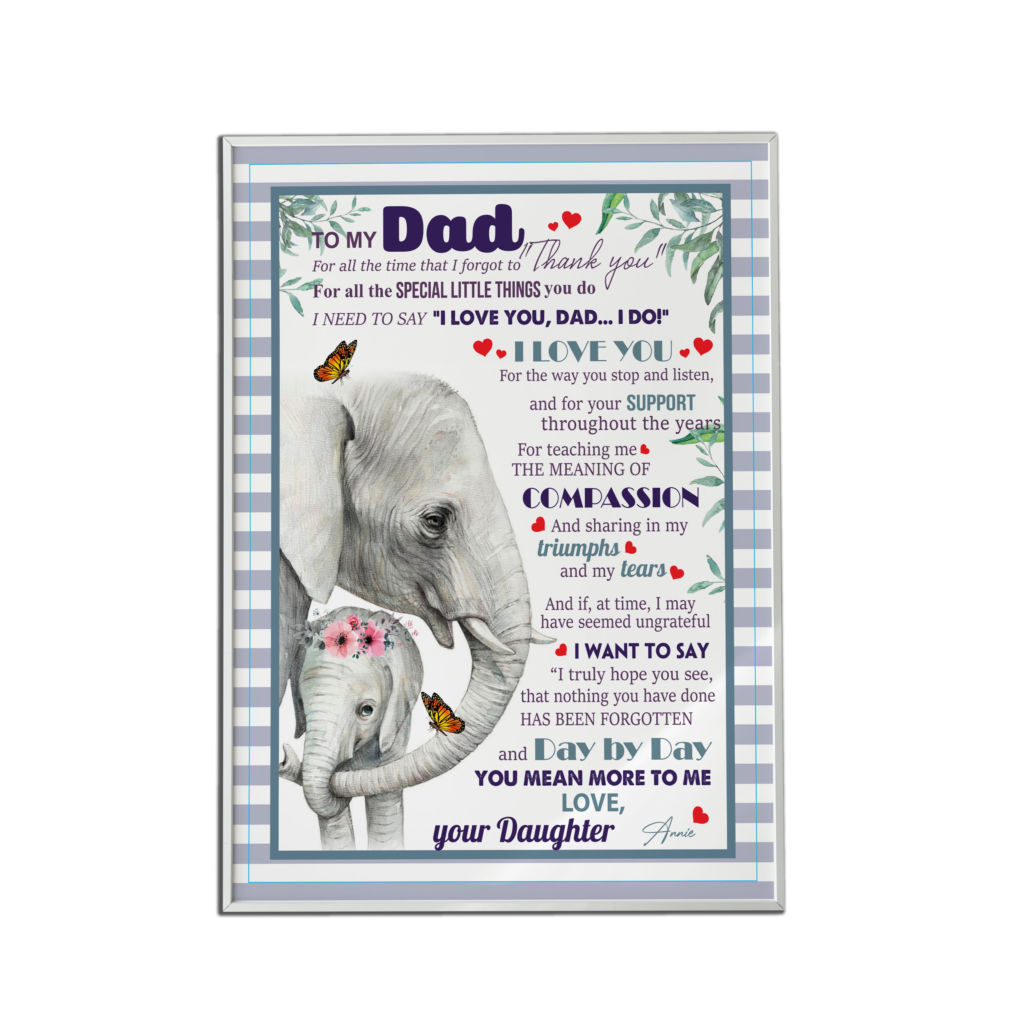 Personalized Poster For First-Time Dad To Baby – Lovely Little Elephant