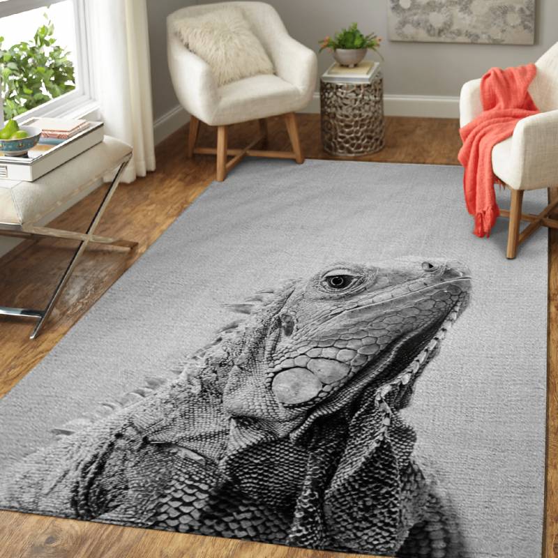 Iguana BW – Animals Black & White Area Rug Carpet