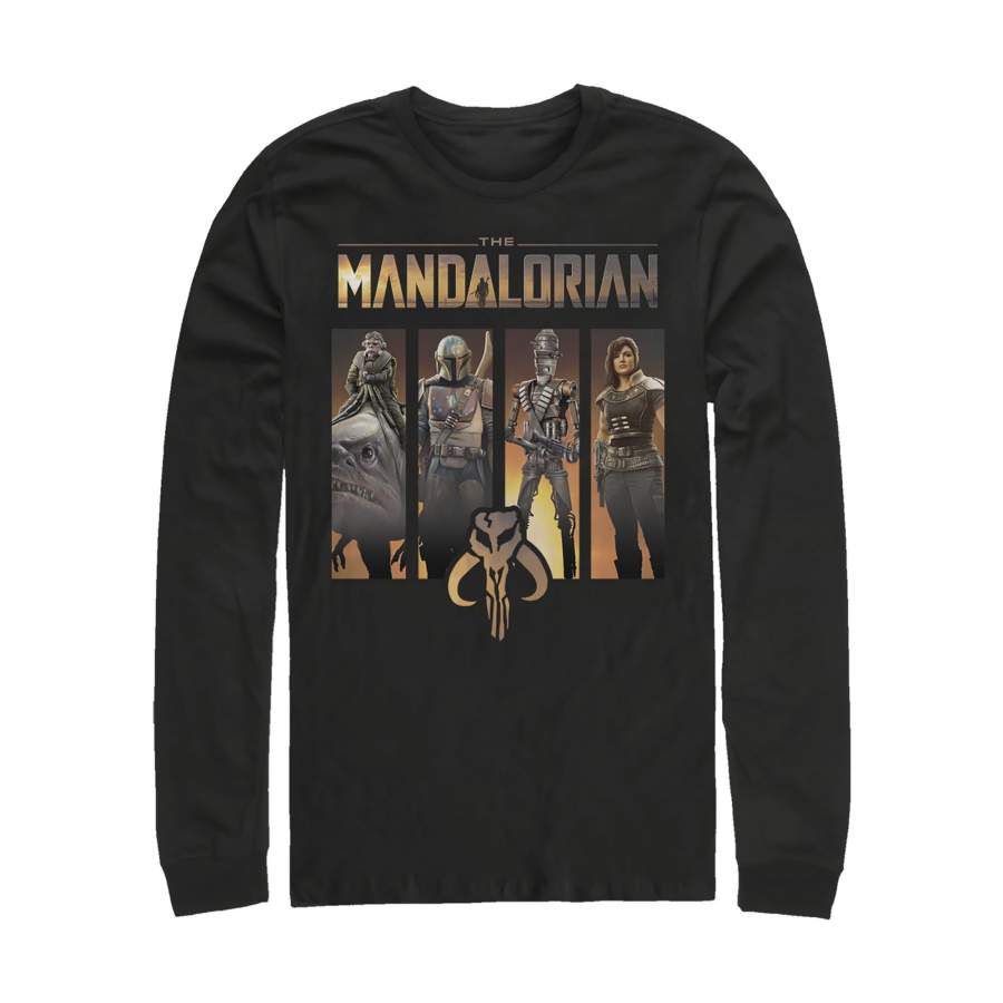 Star Wars The Mandalorian Men's Character Panel  Long Sleeve Shirt
