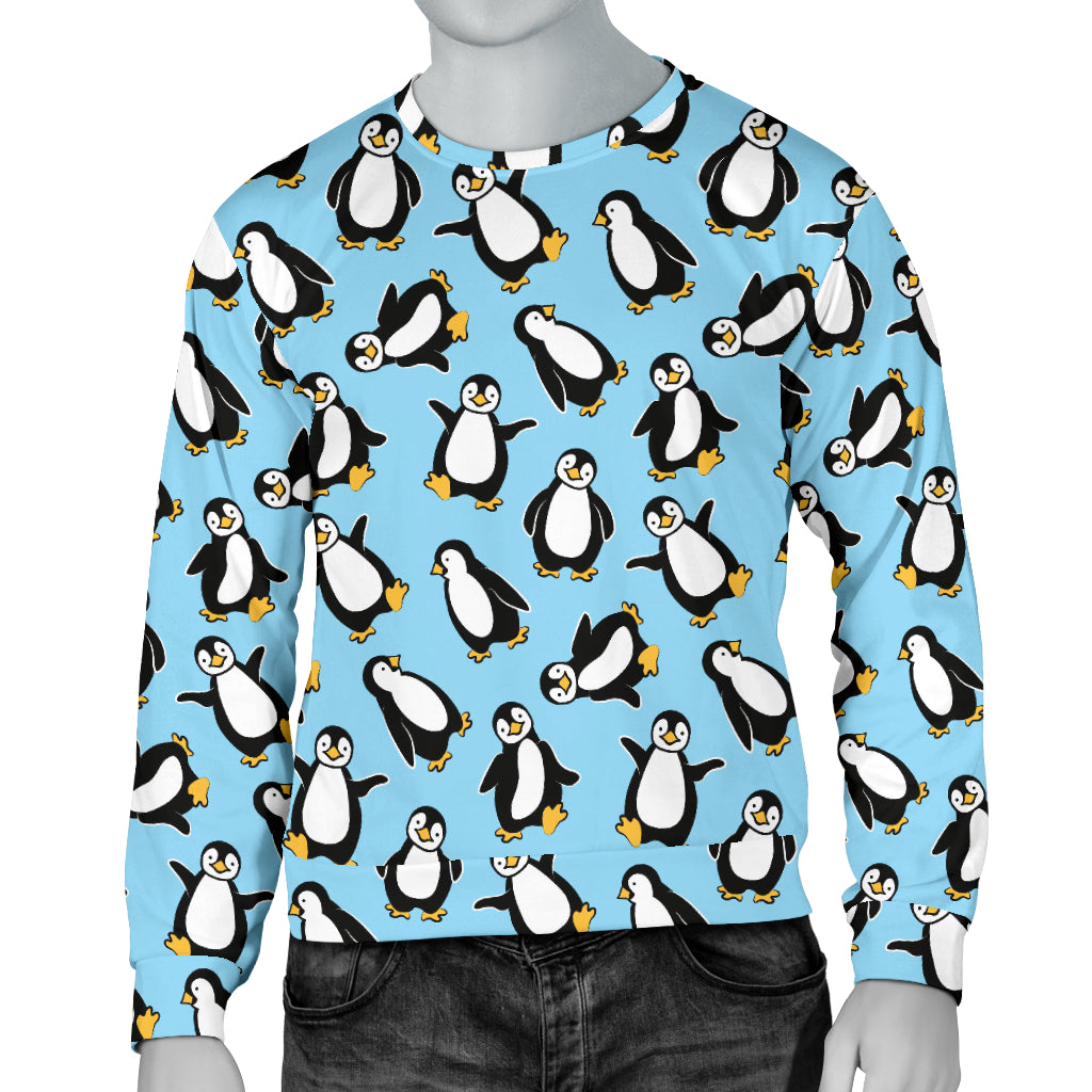 Penguin Happy Print Men Long Sleeve Sweatshirt